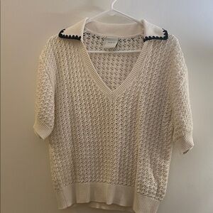 Varley Cream V-Neck Sweater